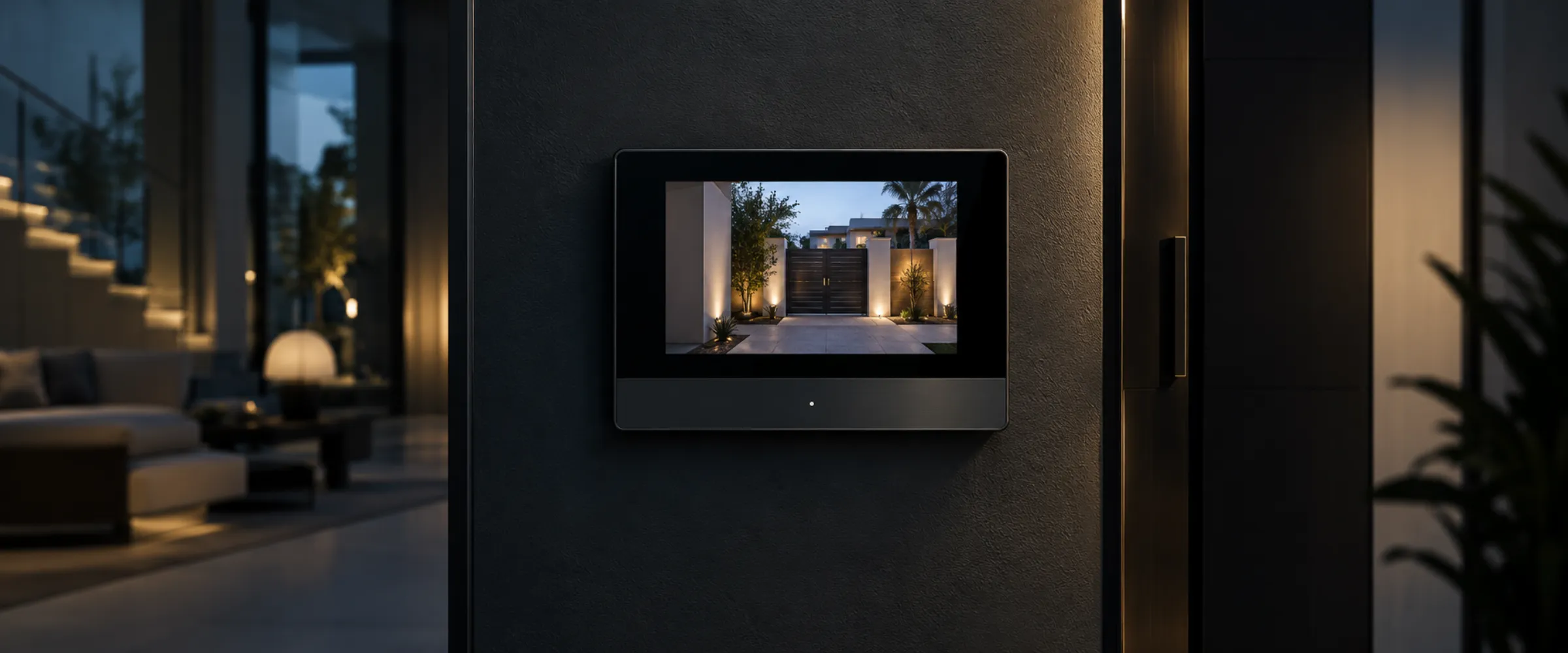 Video intercom screen showing the front entrance