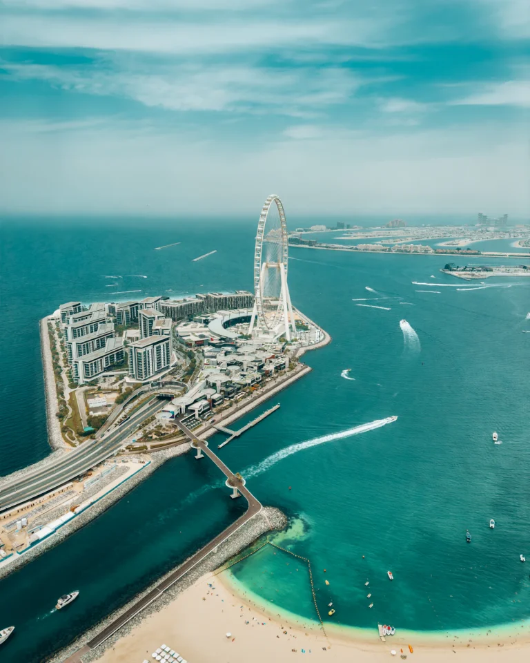 Aerial view of Bluewaters Island and Ain Dubai