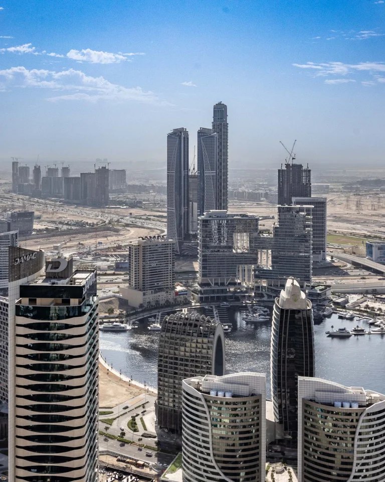 Aerial view of the Business Bay towers