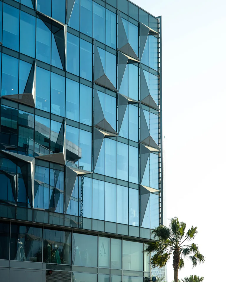 Glass office building in Dubai Design District