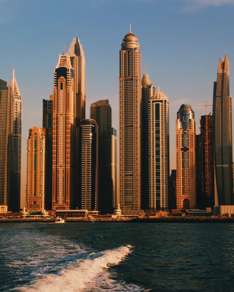 Beachfront towers in Dubai