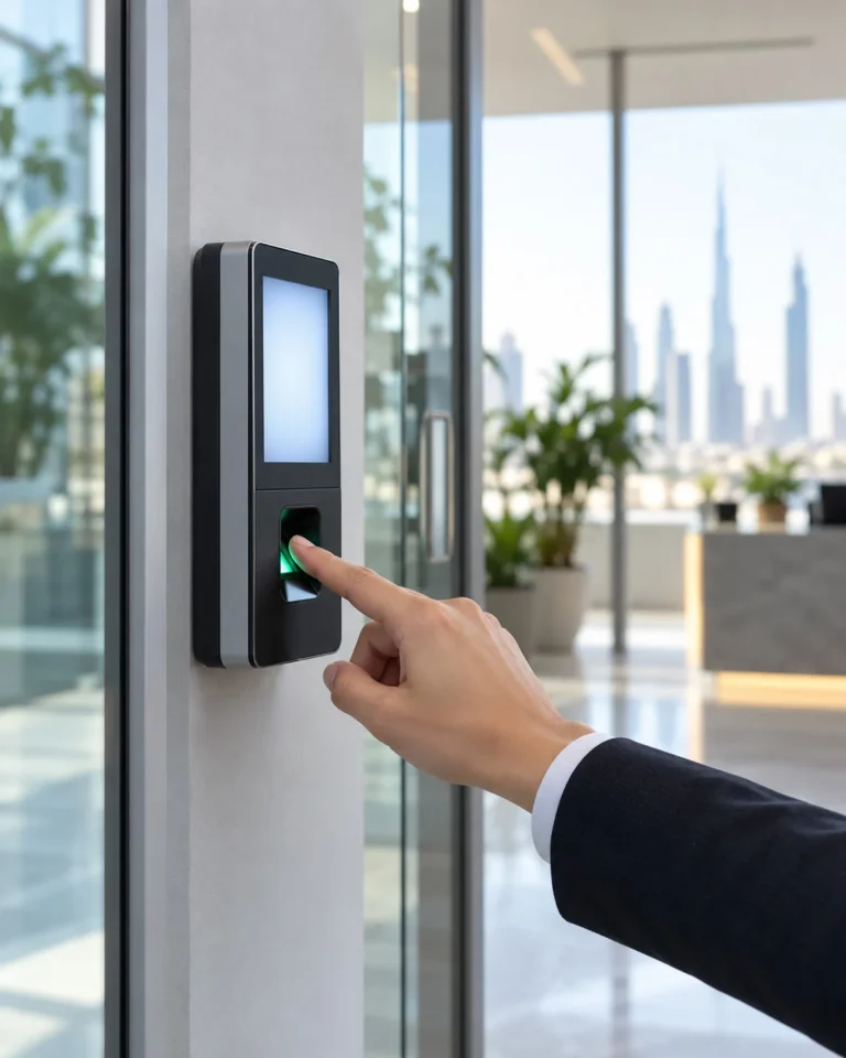 Biometric fingerprint attendance terminal in an office
