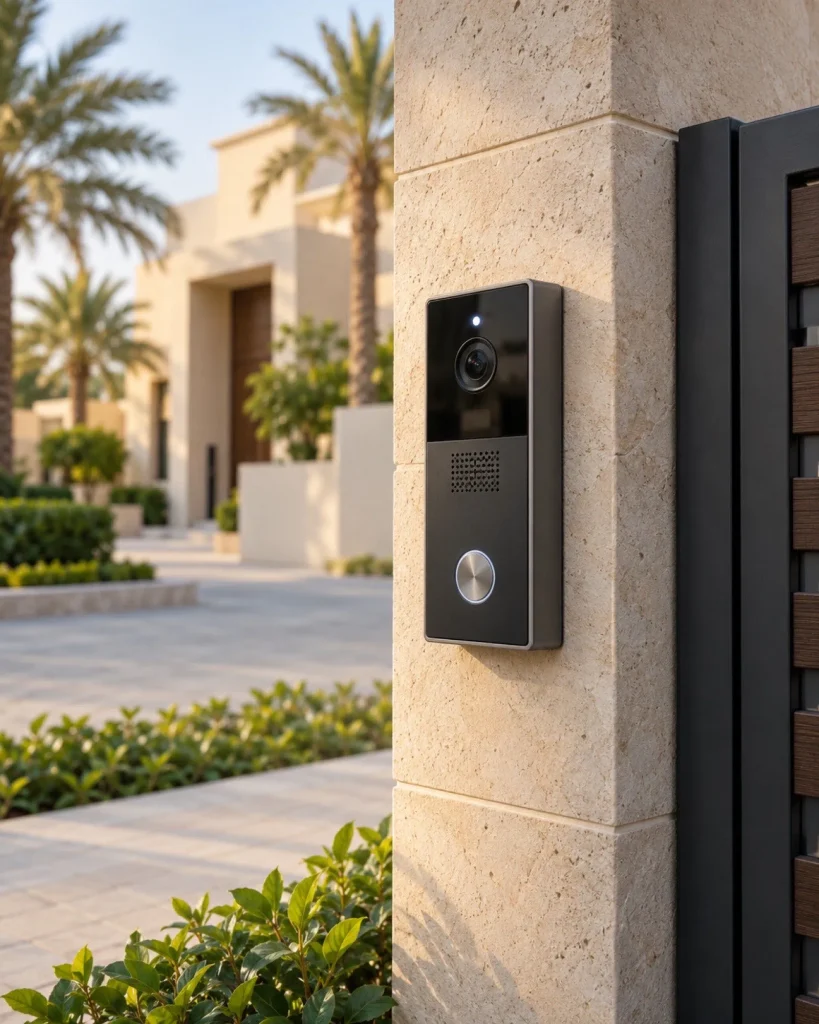 Video intercom panel at a villa entrance in Dubai